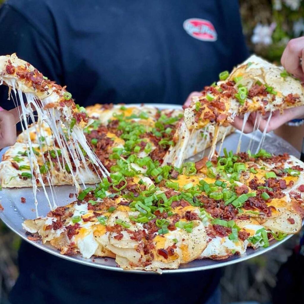 Potato skin pizza slices - Ojai Pizza